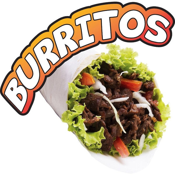 Safety Sign, 9 in Height, Vinyl, 6 in Length, Burritos, D-DC-24-Burritos
